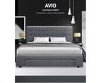 Artiss Bed Frame Double Queen King Size Base With 4 Storage Drawers Grey Fabric Avio Collection 4