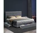 Artiss Bed Frame Double Queen King Size Base With 4 Storage Drawers Grey Fabric Avio Collection 11