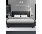 Artiss Bed Frame Queen King Size Base With 4 Storage Drawers French Provincial Headboard Charcoal Fabric Mila Collection 4