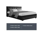 Artiss Gas Lift Bed Frame Double Queen King Size Base With Storage Black Leather Tiyo Collection