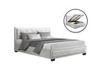 Artiss Gas Lift Bed Frame Double Queen King Single Size Base With Storage White Leather Tiyo Collection 1