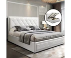 Artiss Gas Lift Bed Frame Double Queen King Single Size Base With Storage White Leather Tiyo Collection