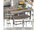 4pcs Retro Dining Set Dining Table and Chairs Set Bench Seat w/Storage Rack Breakfast Kitchen Cafe Home Furniture
