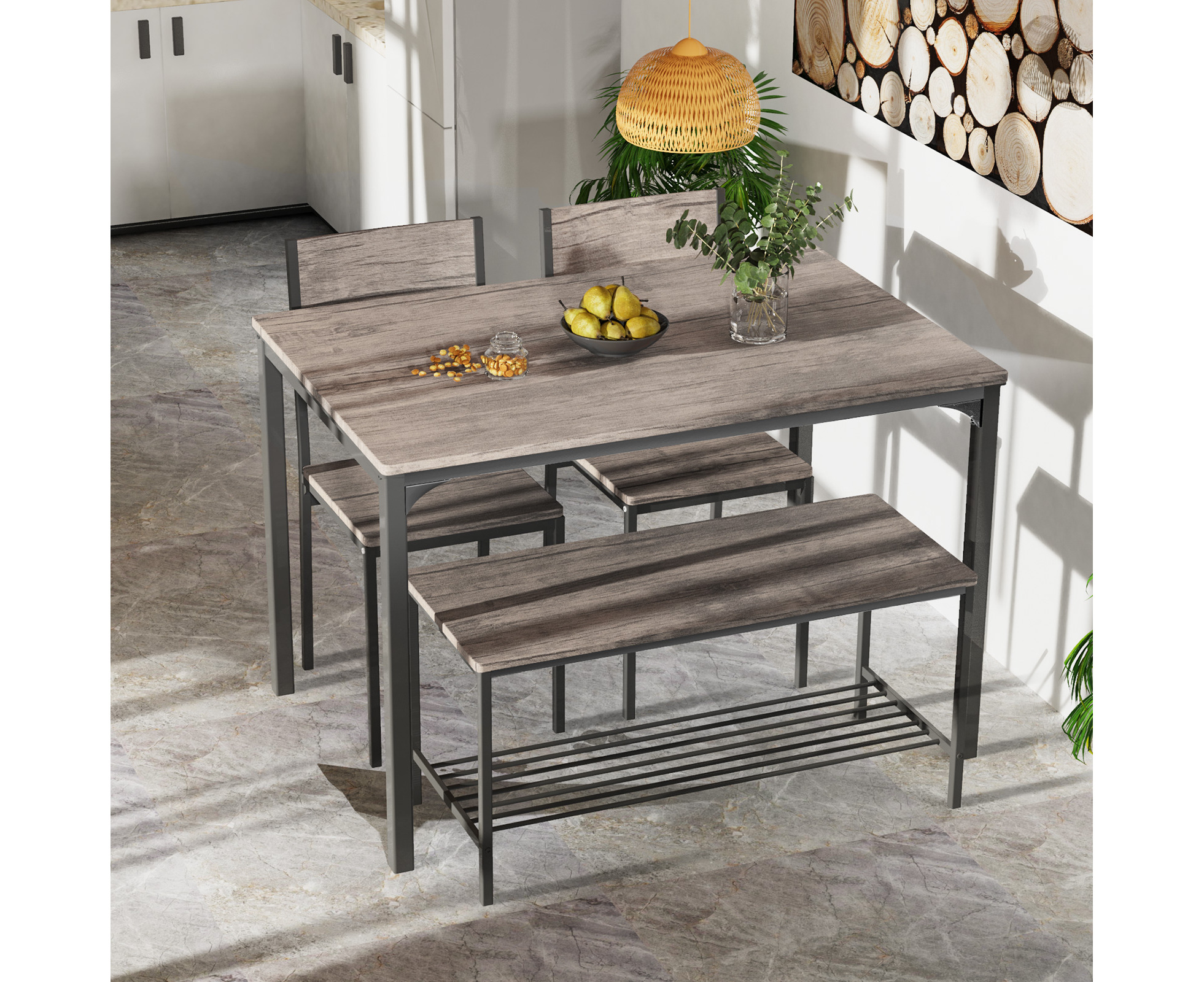 Zenvida 5 piece best sale dining set rustic grey