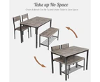 4pcs Retro Dining Set Dining Table and Chairs Set Bench Seat w/Storage Rack Breakfast Kitchen Cafe Home Furniture