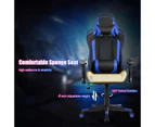 Giantex Gaming Chair Massage Cushion High Back Reclining Chair Swivel Ergonomic Computer Chair Embroidered PU w/Headrest for Home Office,Blue