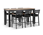 Outdoor Balmoral 2M Aluminium Bar Table With 6 Capri Bar Stools - Outdoor Aluminium Dining Settings - White Aluminium with Textured Olefin Grey Cushions