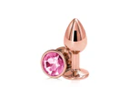 Rose Gold Metal Butt Plug Jewellery Rhinestone Anal Sex Toys - Pink