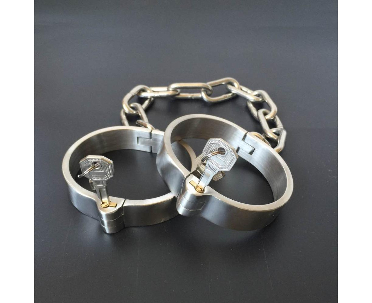 Heavy Metal Restraints Set Stainless Steel Lockable Collar Cuffs