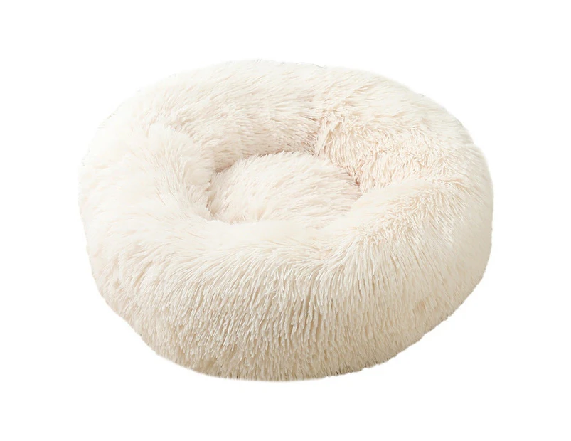 50 X 50Cm Soft Fluffy Pet Dog Cat Round Bed - Beige Ver 2