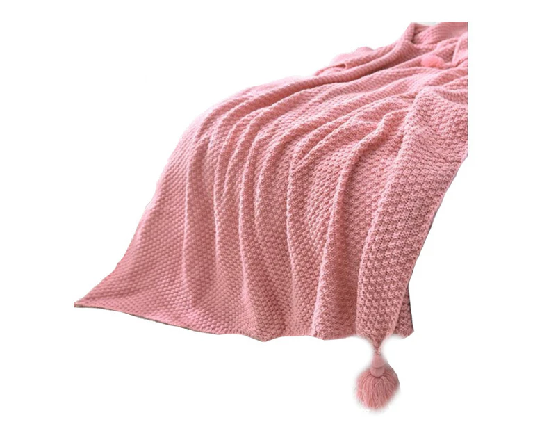 130Cm X 170Cm Warm Cozy Knitted Throw Blanket Pink