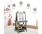 Giantex 3 in 1 Kids Standing Art Easel Dual-sided Dry-Erase Whiteboard Chalkboard Paper Roll Holder w/ Storage Boxes Gift Grey