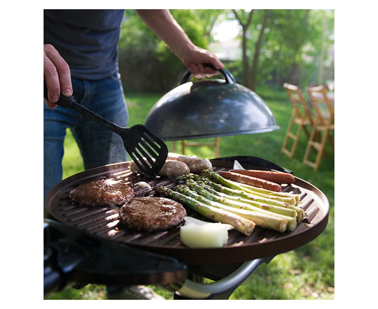 George Foreman 15-Serving Indoor/Outdoor Ceramic Coated Electric Grill in  Gray