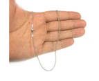14k White Gold Round Diamond Cut Wheat Chain Necklace, 1.15mm - White