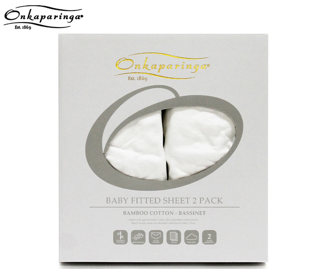 Onkaparinga Baby Bamboo Cotton Jersey Nursery Fitted Sheet For Bassinet White