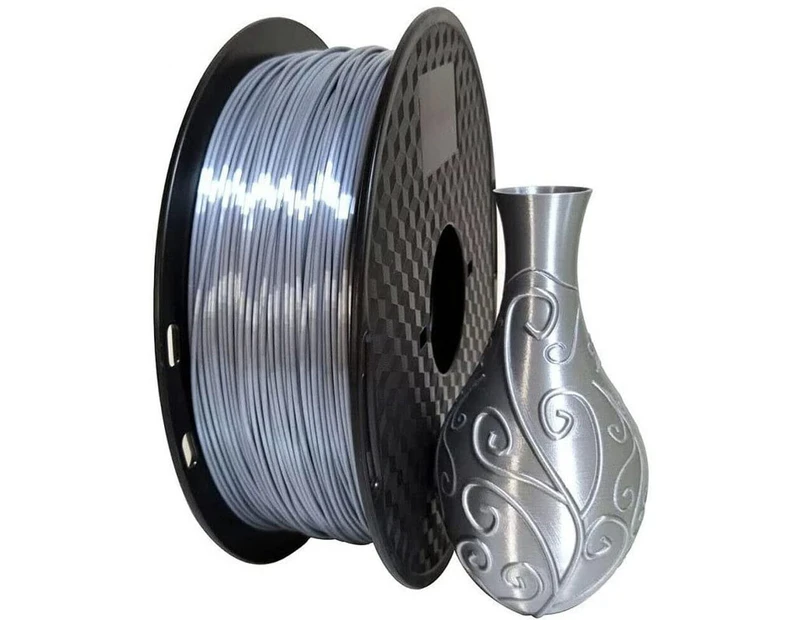 3D Printer Filament PLA Silk 1kg/roll -1.75mm Eco-Friendly Smooth Printing (Silk Silver)