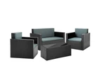 Gardeon Patio Furniture Sofa Set Outdoor Furniture Lounge Setting Cushion Aluminum Wicker Set 4PCS Gardeon