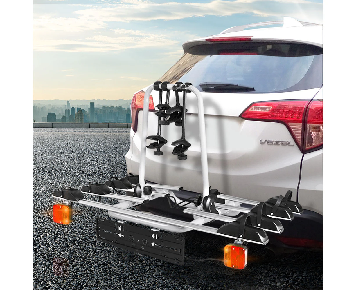 Giantz 4 Bicycle Bike Carrier Rack Car Towbar Hitch Ball Mount Tail light Silver