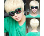 E Support™ Mens Boys New Trendy Short Straight Platinum Blonde Wig Cosplay Party Costume