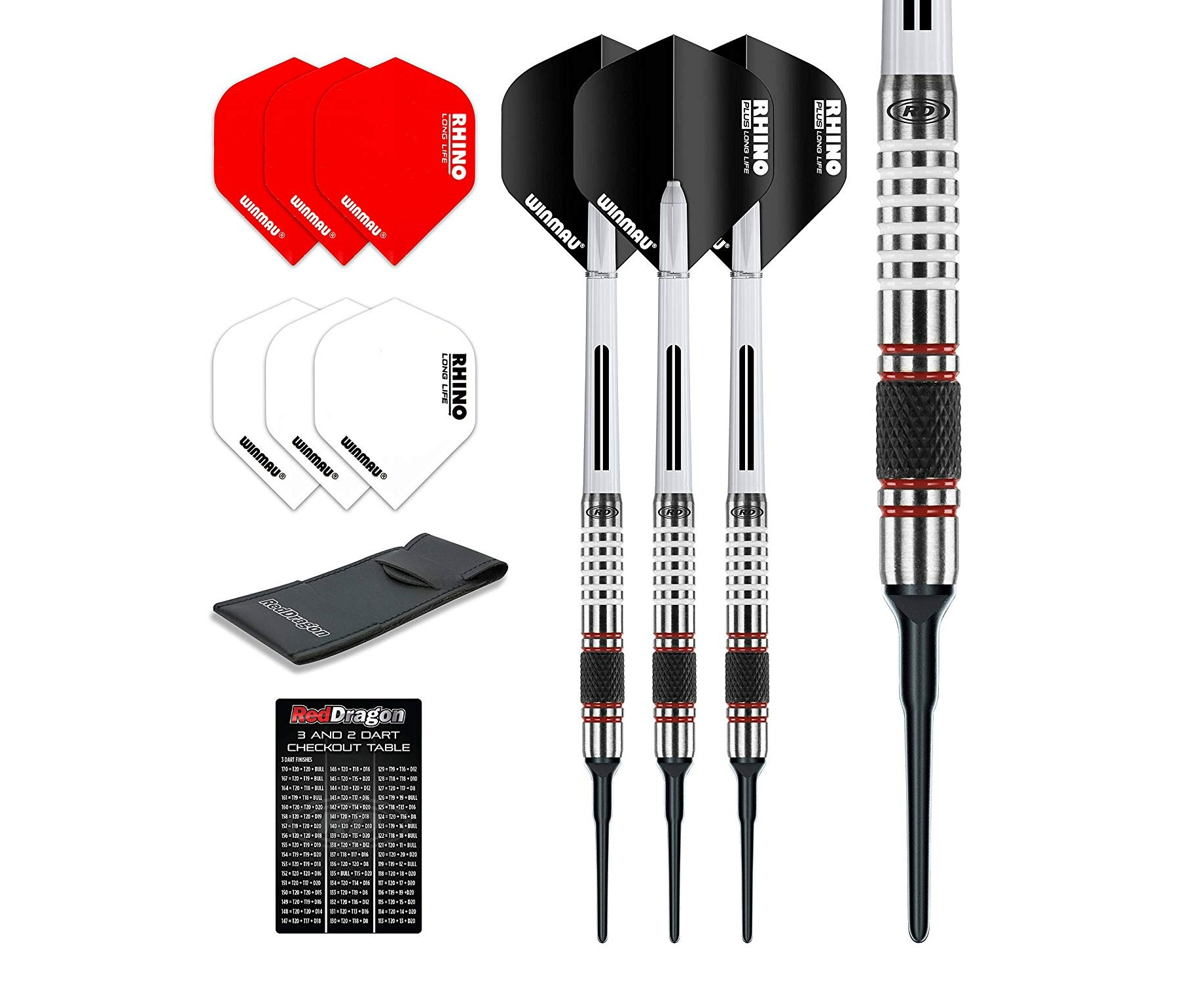 Shafts & Wallet & Red Dragon Checkout Card Red Dragon Freestyle 90% Tungsten Steel Darts with Flights 