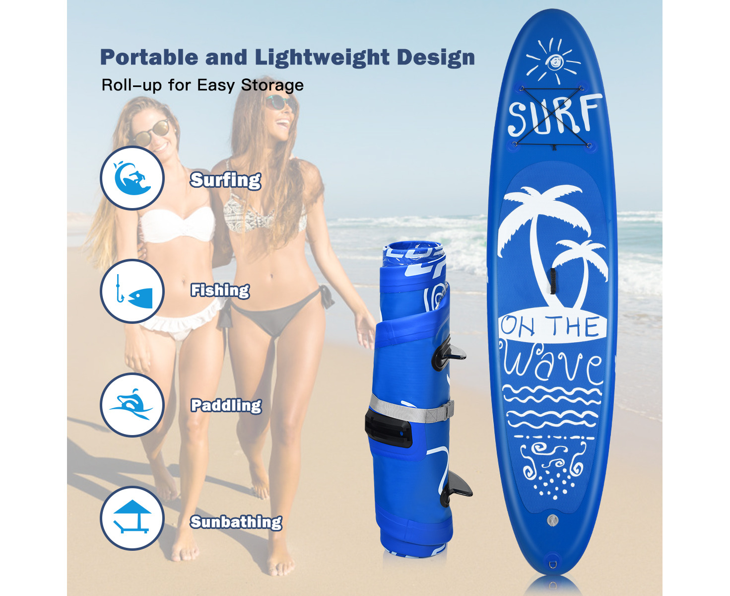 Costway 335x76x15CM Inflatable Stand Up Paddle Board SUP Surfboard