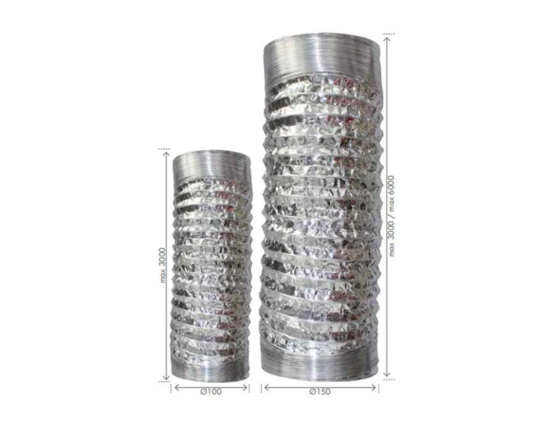 Fan Accessories - Aluminium Flexible Duct Fitting - (ø100mm x 3m)