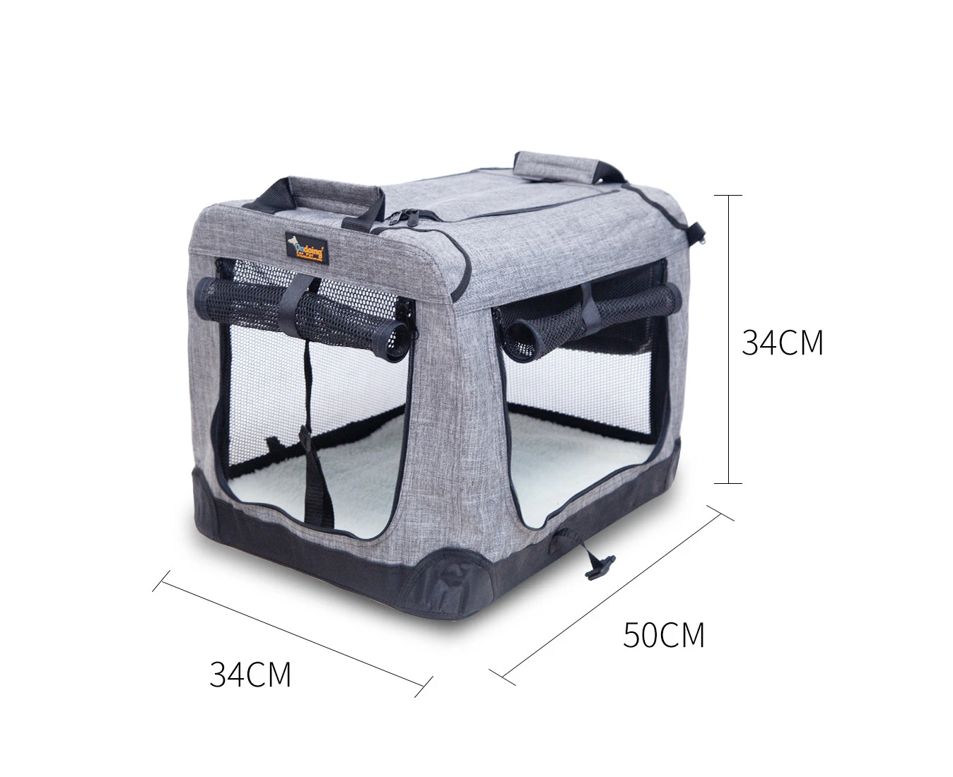 Grey Foldable Dog Cat Carrier Pet Soft Crate Bed Cage Kennel Tent Bag Travel Outdoor 19.6*13.3*13.3 in for Pets Under 10KG