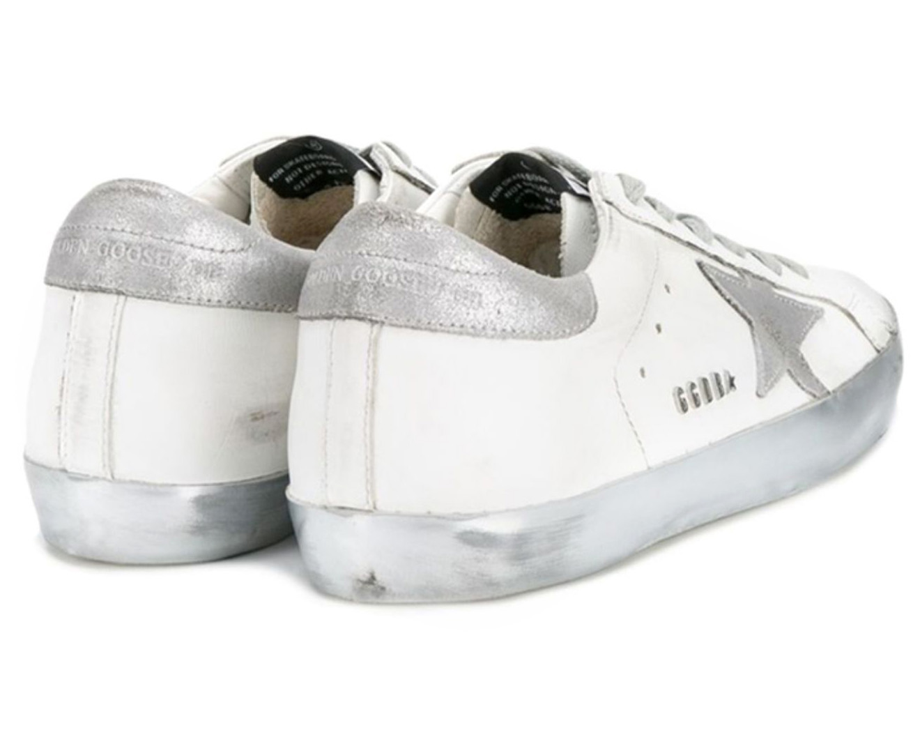 Women's Super-Star with silver heel tab and metal stud lettering