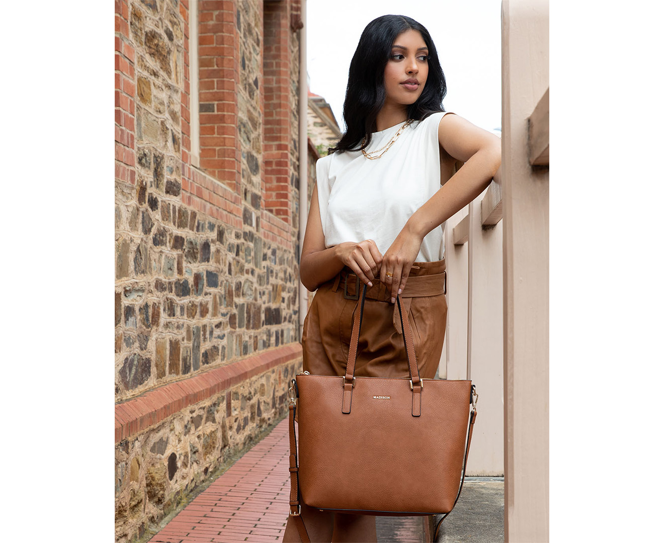 Brown Leather Tote Bag - Madison Collection