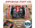 4WD Amphibious Stunt Car Toys 2.4 GHz Remote Control RC Car Truck USB Charging Gift for Boys Girls -Red