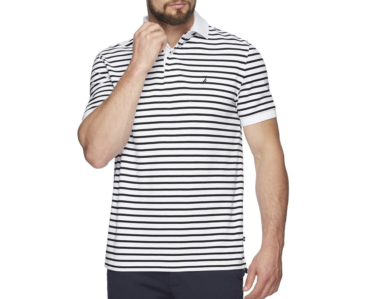 Nautica Short Sleeve Anchor Stripe Polo  WHITE