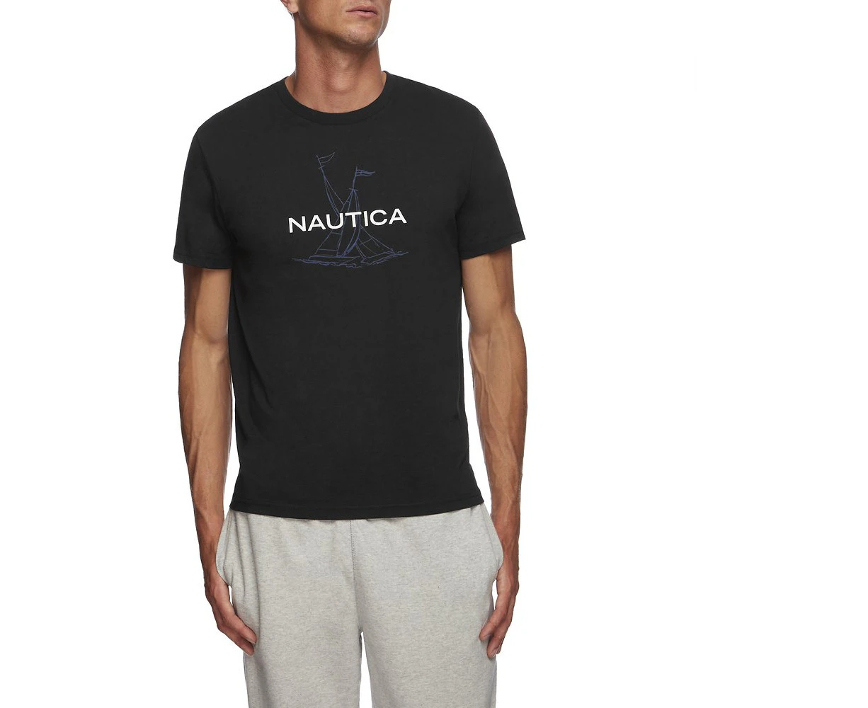 Nautica Short Sleeve Anchor Flag Graphic T-Shirt  BLACK