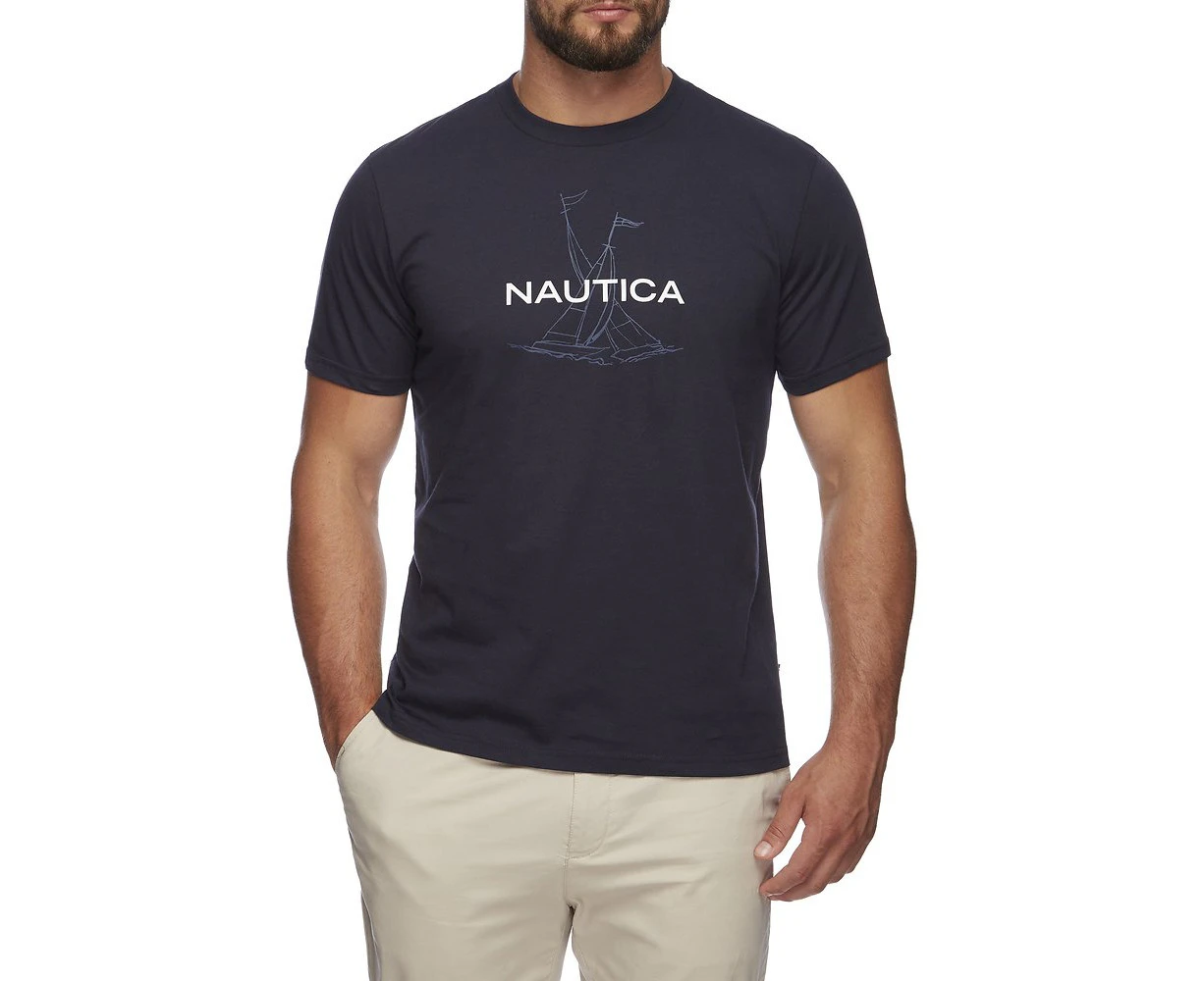 Nautica Short Sleeve Anchor Flag Graphic T-Shirt  NAVY