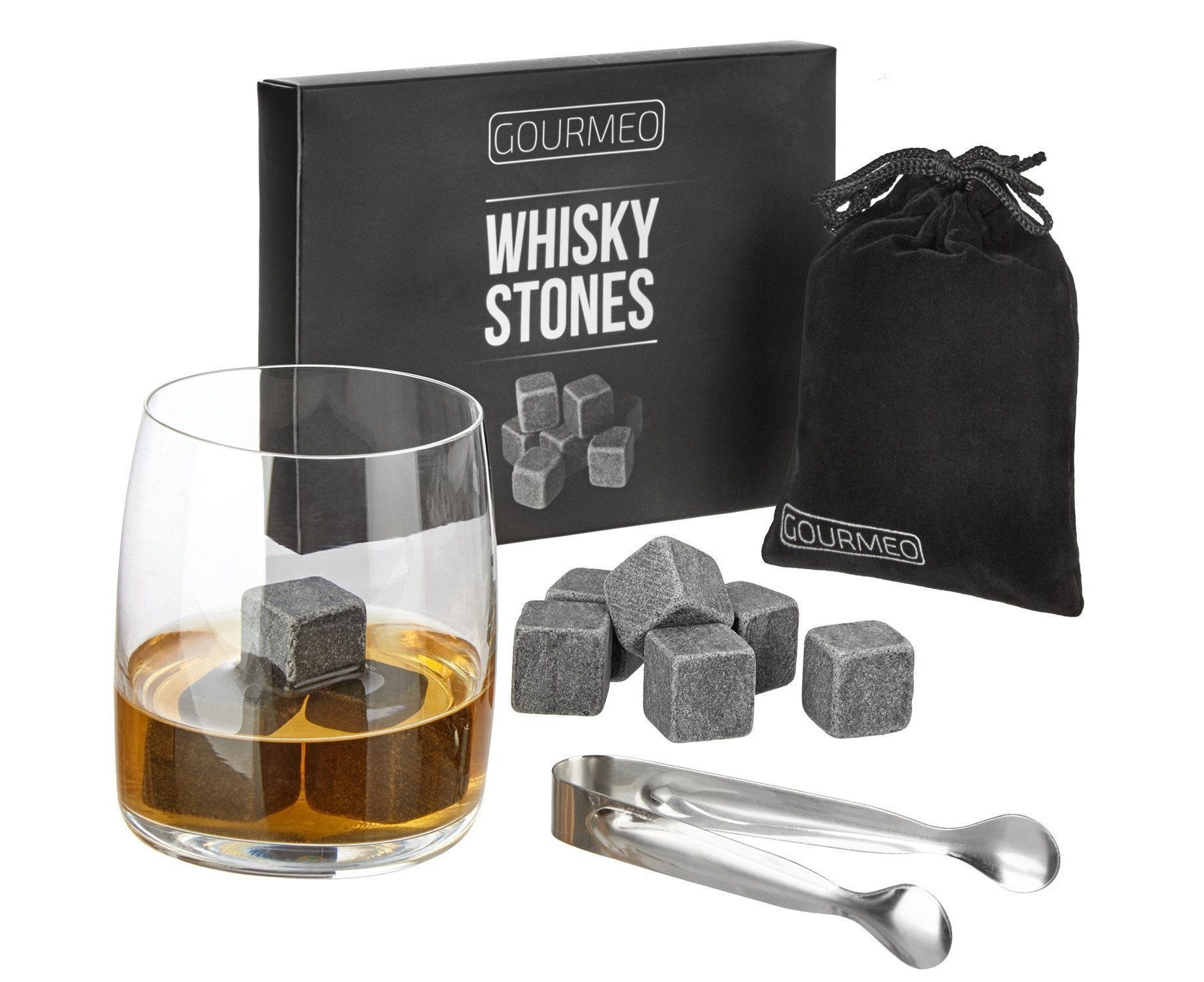 Christmas Beverage Chilling Rocks Premium Stainless Steel Gifts For Men Dad Set of 8 Whiskey Stones Includes Storage Tray and Silicone Tip Tongs. Diamond Shaped Reusable Ice Cubes 