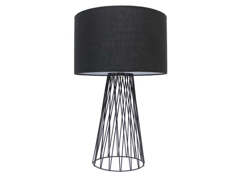 Asling Modern Table Desk Lamp Black Metal Frame Base - Black Shade