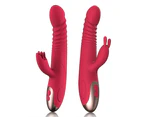 Heating Rabbit Vibrator Rechargeable Waterproof G Spot Female - Rose Red