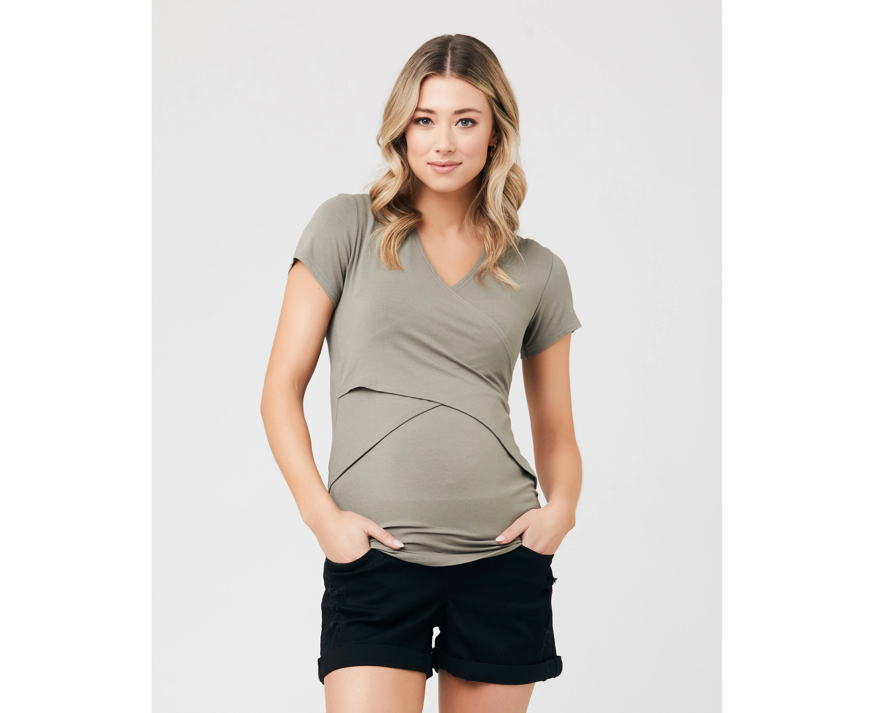 Embrace Short Sleeve Nursing Tee Moss Womens Maternity Wear by Ripe Maternity