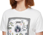 Vans Women's Border Floral Off The Wall Crewneck Tee / T-Shirt / Tshirt - White/Multi