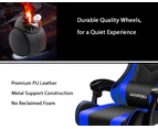 Professional Blue Ergonomic Gaming Chair with Massage Pillow PU Leather Material Headrest Armrest Footrest