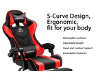 Professional Red Ergonomic Gaming Chair with Massage Pillow PU Leather Material Headrest Armrest Footrest
