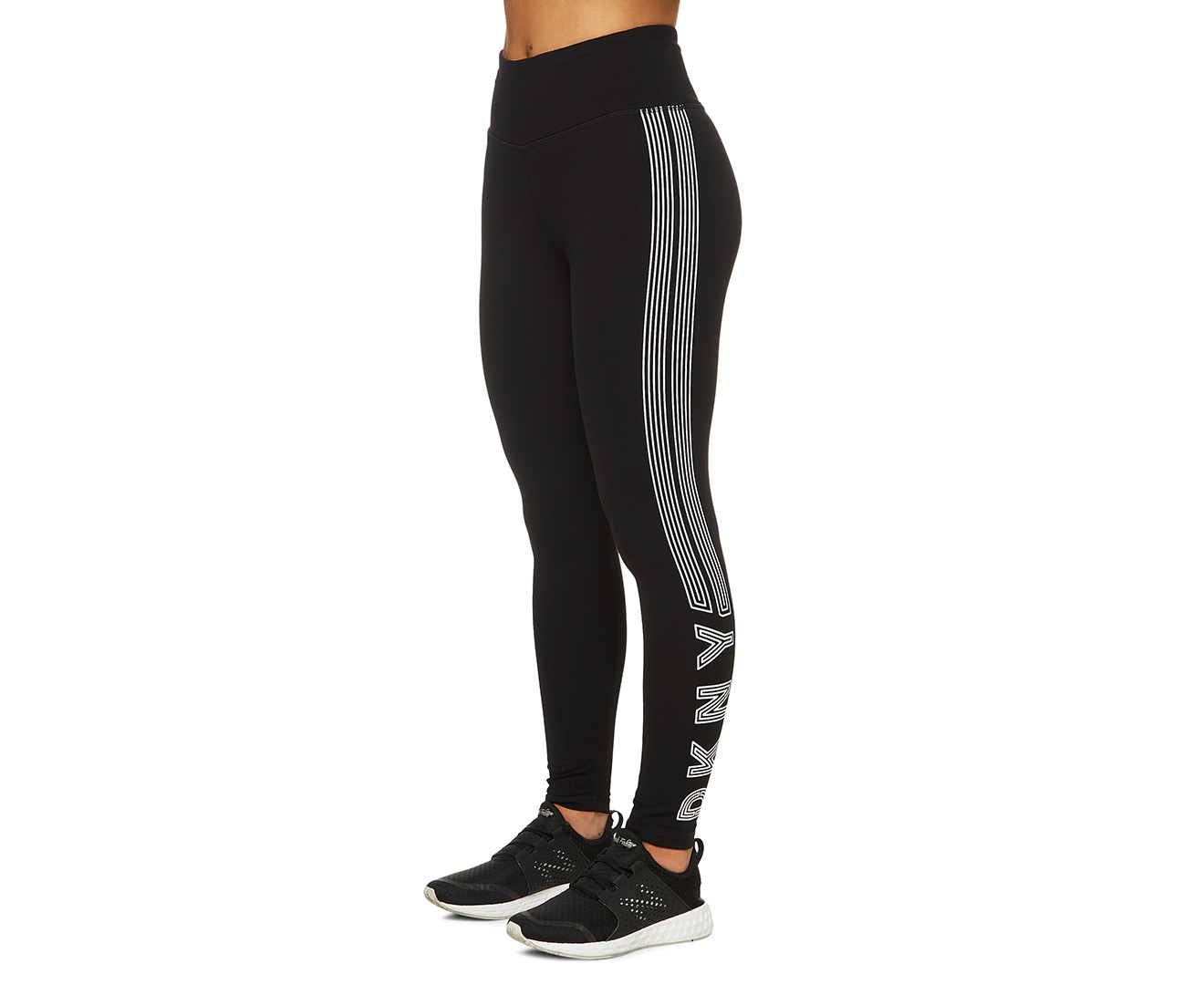 DKNY Women's Track Logo Tights / Leggings - Black 