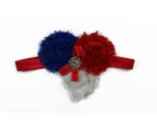 Baby Kids Headband Head Band Pom Floral Cute Hair Accessories Cotton/Polyester - White/Red/Blue + Diamante Feature