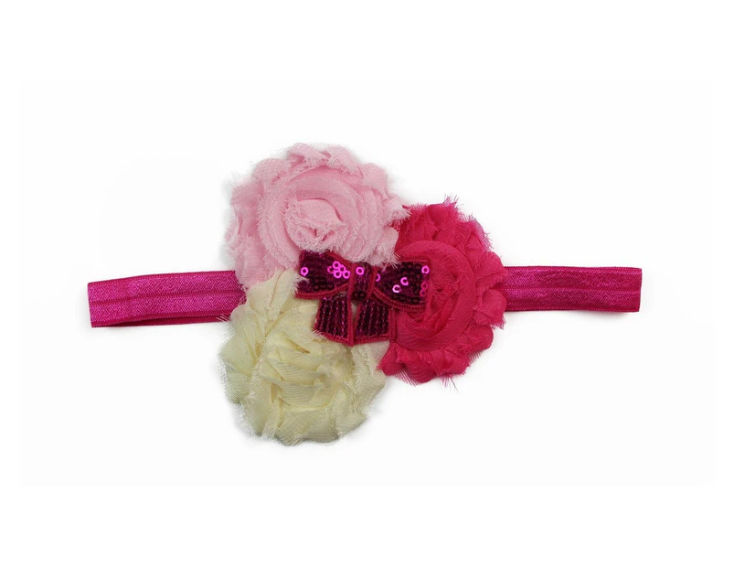 Baby Kids Headband Head Band Pom Floral Cute Hair Accessories Cotton/Polyester - Cream/Pink/Dark Pink + Pink Bow