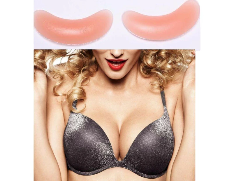 Womens Push Up Silicone Bra Inserts Breast Cleavage Chicken Fillets - Moon Shape - Nude