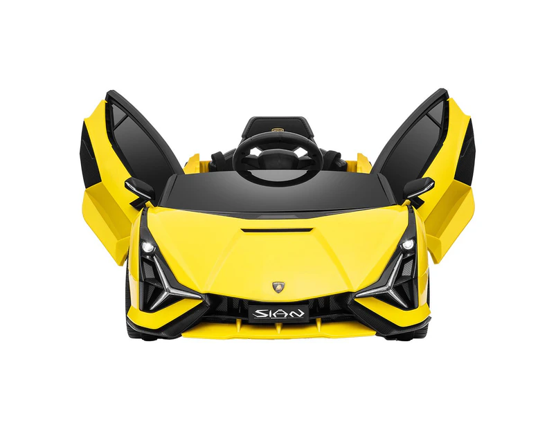 Kids Electric Car Ride On Lamborghini Vehicle Toy Remote Control Flashing Lights Songs Yellow