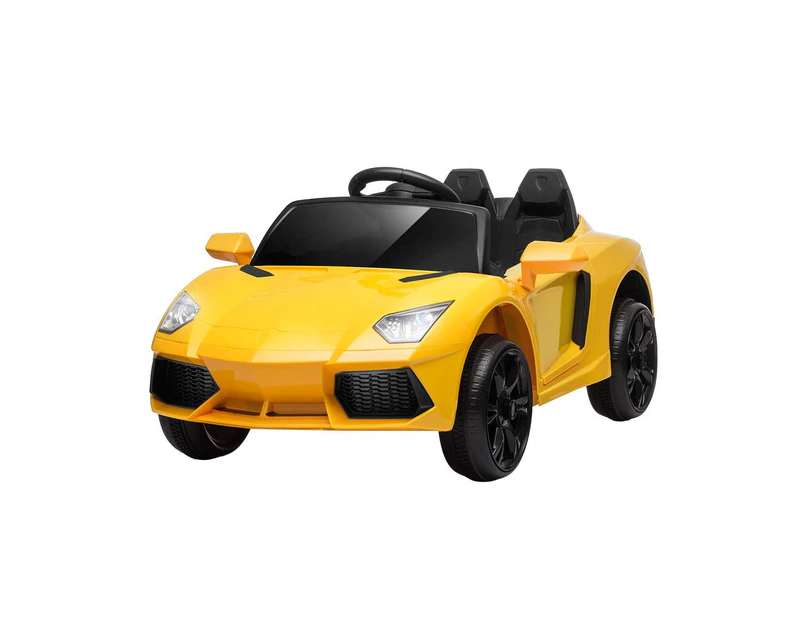 Kids Electric Car Ride On Vehicle Toy 12V 2.4G Remote Control Songs Flashing Lights Yellow