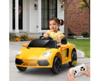 Kids Electric Car Ride On Vehicle Toy 12V 2.4G Remote Control Songs Flashing Lights Yellow
