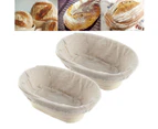 2PCS Rising Long Oval Bread Banneton Brotform Dough Proving Proofing Rattan Bask