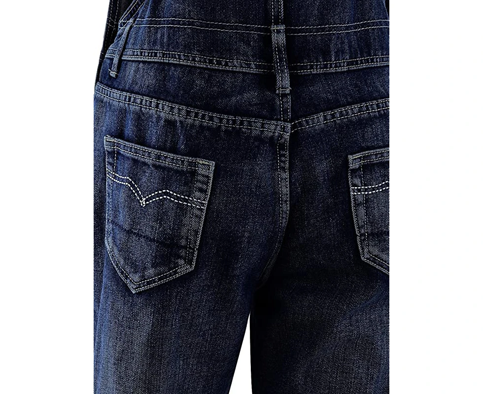 (X-Large, Indigo) - Anna-Kaci Womens Vintage Wash Straight Leg Denim Overalls with Pocket Bib