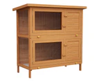 Advwin Rabbit Hutch Chicken Coop Large Outdoor Run Cage Pet House(2 Living Areas, Brown)